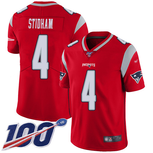 New England Patriots Limited Red Men #4 Jarrett Stidham NFL Jersey 100th Season Inverted